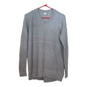 Gap Fisherman Rib Knit Sweater Women’s Medium Tall Gray Circle Hem High Low